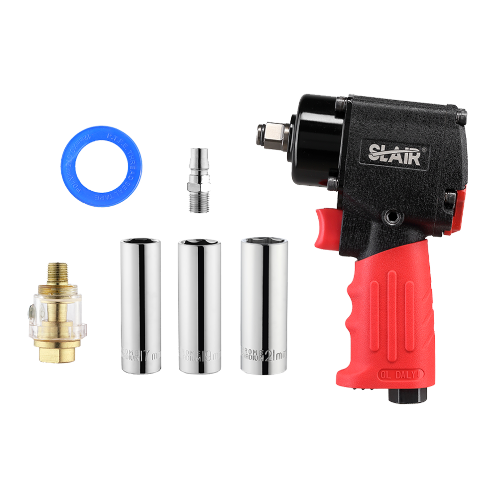  SLAIR Verktygssats 8PC 1/2" MINI AIR SLAGNYCKELSET, MED UTSLUTNING, 680NM, KORT, Smal utrymme, BMC SET